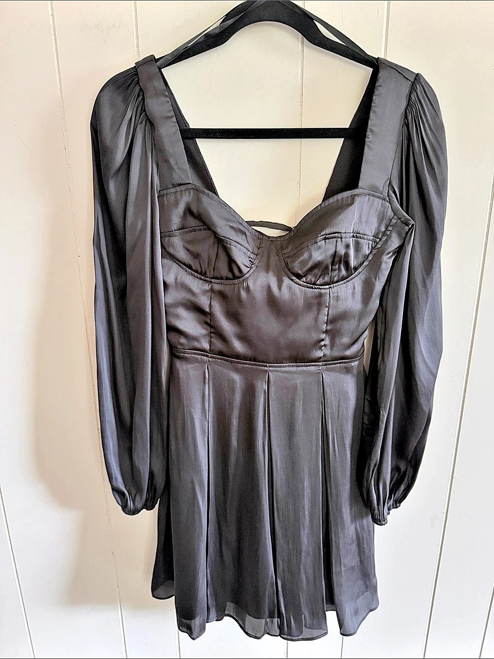 AQUA Satin Corset Dress Whimsigoth Dark Romantic Regencycore Edgy Coquette